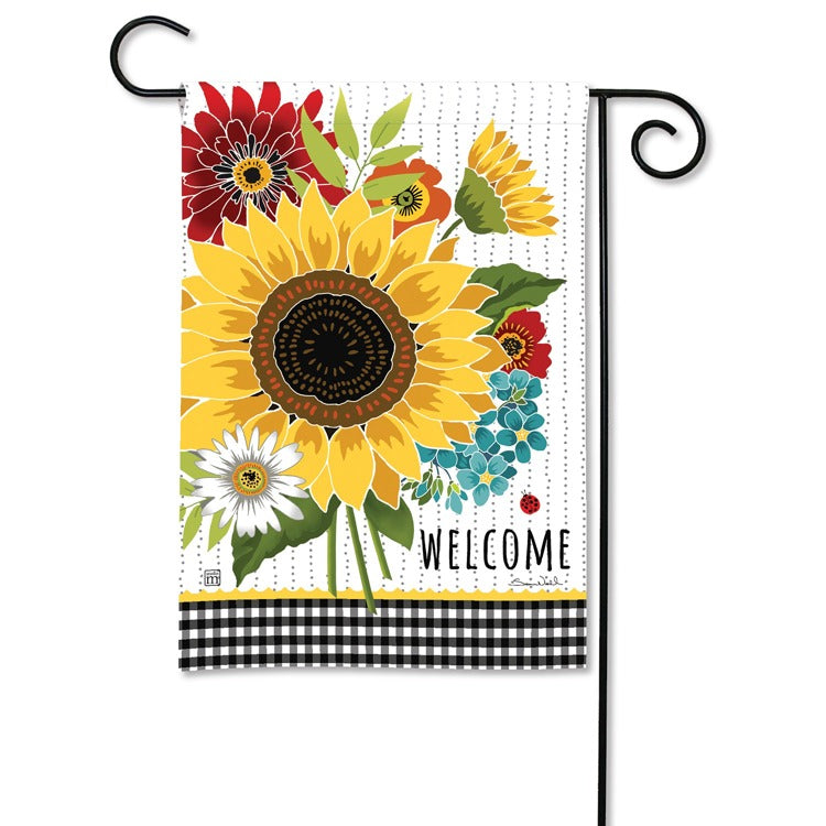 Sunflower Checks Garden Flag