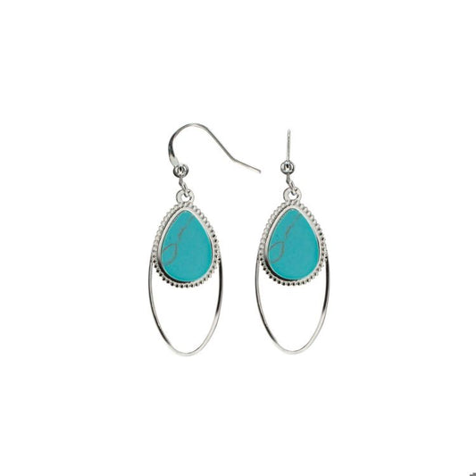 Silver Double Drop - Turquoise Earrings