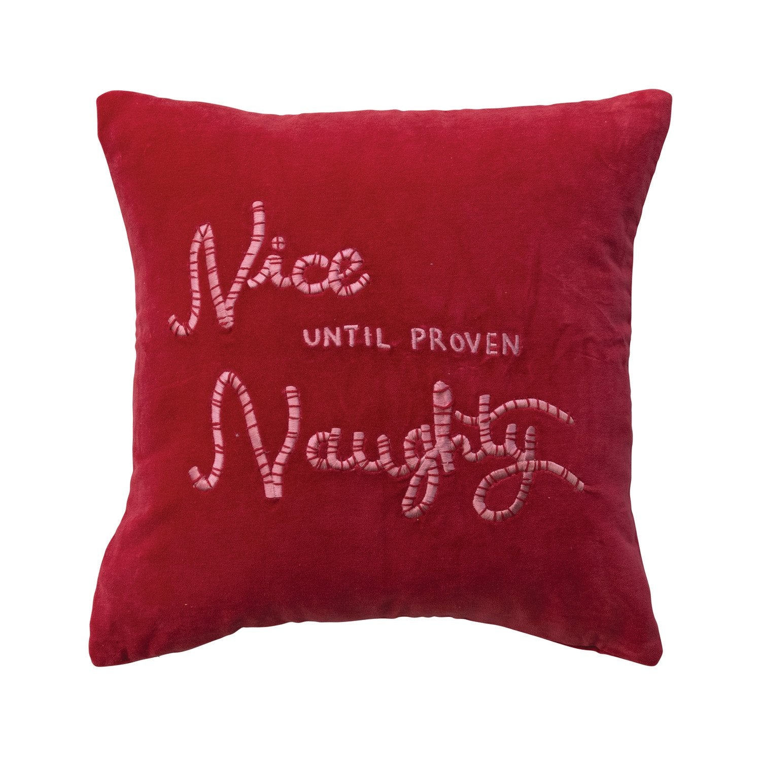 16" Square Cotton Velvet Pillow with Embroidered