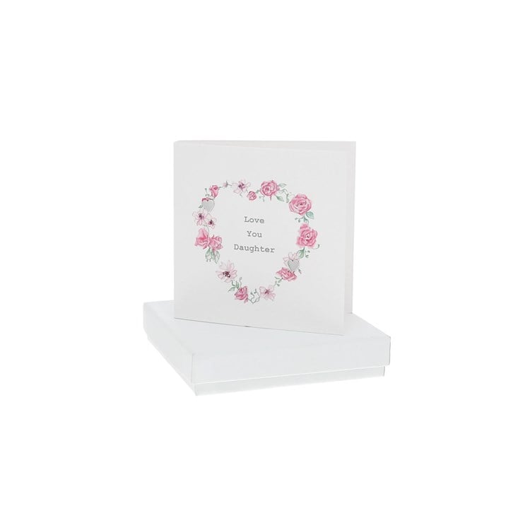 Love You Daughter - 7mm Sterling Silver Heart Stud