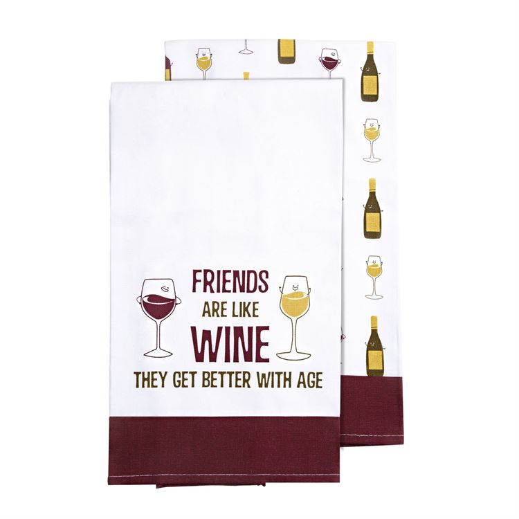 Wine - Tea Towel Gift Set (2 - 19.75" x 27.5")