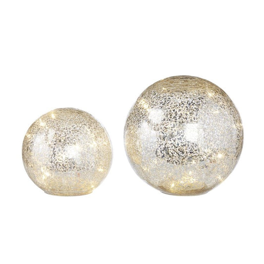 8 Mercury Glass Lighted Balls