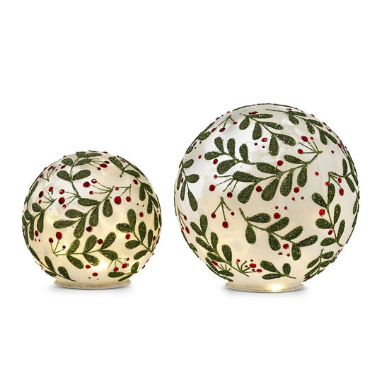 8 Lighted Botanical Holly Balls