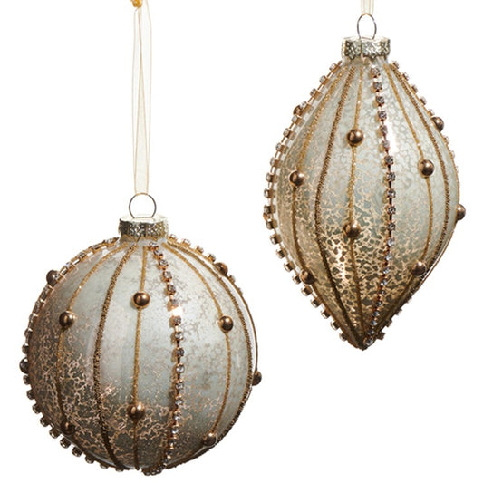 4 Beaded Gold Ornament