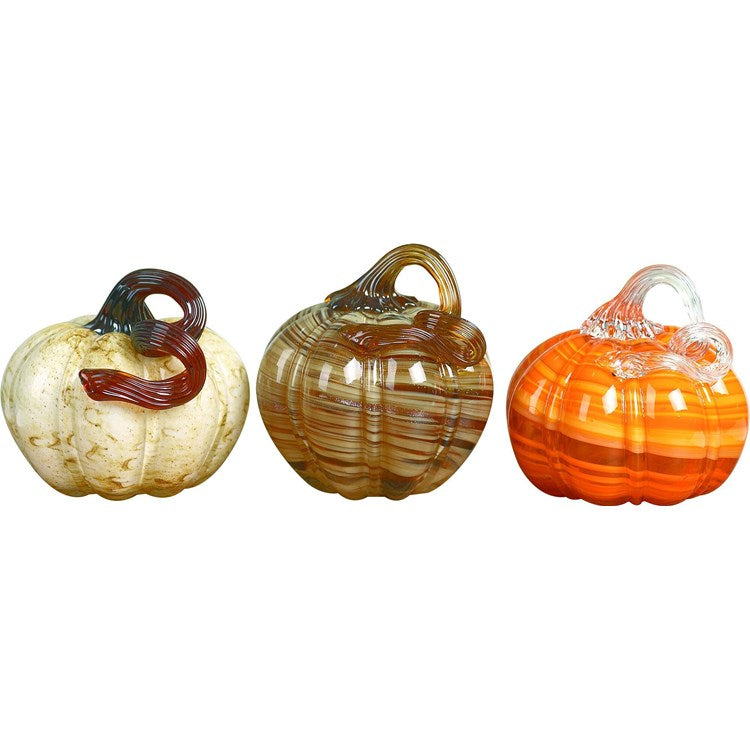 Glass Autumn Pumpkin 3 Asst