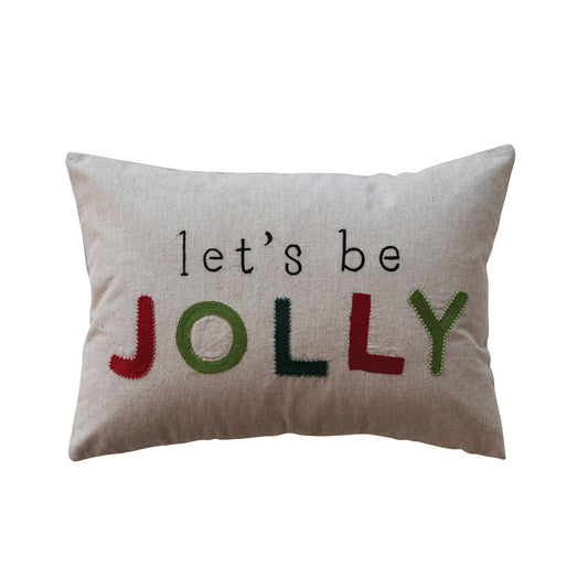 20"L x 14"H Cotton Chambray Lumbar Pillow w/ Embroidery & Beads